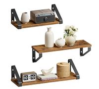 Ochama x SONGMICS lot de 3 étagères murales - Marron vintage et noir mat, LWS33BX