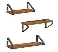 VASAGLE Étagère Murale, Tablette Flottant, Lot de 3, 2 Façons de Montage, Étagère de Rangement Suspendue, Marron Rustique et Noir