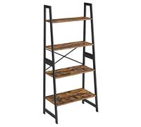 VASAGLE Étagère Rangement 4 Niveaux, Bibliothèque, Montage Facile | Meuble de Rangement, Structure en Bambou, pour Salon, Chambre, Cuisine, Marron Rustique, Noir, Collection BAMBOU BCB020B01
