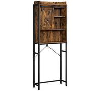 VASAGLE Étagère WC, Meuble de Rangement pour Toilettes, Cadre en Acier | Placard pour machine à laver, style industriel, 64 x 24 x 171 cm, Marron Rustique et Noir, Collection DAXTON BTS003B01