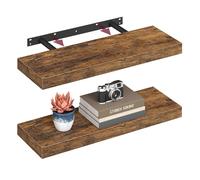 VASAGLE Étagères Murales, Lot de 2, Tablettes Flottantes, 20 x 60 x 3,8 cm, Étagères Suspendues pour Cadres Photo, Décoration, Rangement pour Salon, Bureau, Cuisine, Marron Rustique LWS026B01