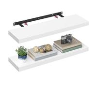 VASAGLE Étagères Murales, Lot de 2, Tablettes Flottantes, 20 x 80 x 3,8 cm, Étagères Suspendues pour Cadres Photo, Décoration, Rangement pour Salon, Bureau, Cuisine, Blanc Neige LWS028WE01-2J