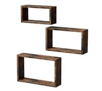 VASAGLE Étagères murales, Lot de 3, Longueur 34/39/44 cm | Étagères suspendues, Tablettes flottantes, pour salon, chambre, bureau, Marron Rustique, Collection CUSTOS LWS094X01