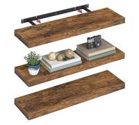 VASAGLE Étagères Murales, Lot de 3, Tablettes Flottantes, 20 x 80 x 3,8 cm, Étagères Suspendues pour Cadres Photo, Décoration, Rangement pour Salon, Bureau, Cuisine, Marron Rustique LWS028B01