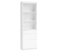 VASAGLE Kailyn Collection - Bibliothèque, Armoire Haute, Buffet, 3 Tiroirs, Étagères Réglables, Hauteur 180 cm, Gain de Place, Blanc