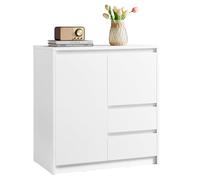 VASAGLE Kailyn Collection - Buffet, Armoire de Rangement, avec Porte et Étagère Réglable en Hauteur, 2 Tiroirs, Moderne, 70 x 40 x 74,5 cm, pour Salon, Salle à Manger, Bureau, Blanc Nuage BBK243W01V1