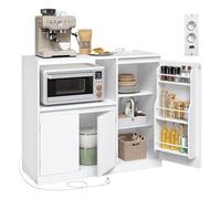 VASAGLE KAILYN Collection - Buffet Cuisine, Meuble de Rangement, Vaisseliers, avec Plan de Travail, Étagère pour Micro-onde, 1 Compartiment Ouvert, 3 Portes, Étagères Réglables, Blanc Nuage BBK373WB01