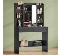 VASAGLE Kailyn Collection - Coiffeuse avec Miroir LED, 3 Couleurs, Luminosité Réglable, Table de Maquillage, Grand, Étagère de Rangement Réglable, 2 Tiroirs, Style Moderne, Noir d'encre RDT123BC01
