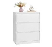VASAGLE Kailyn Collection - Commode Chambre 3 Tiroirs, Armoire de Rangement, Meuble à Vêtements, 40 x 60 x 75 cm, Style Moderne, Blanc Neige LTS613WE01V1