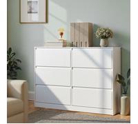 VASAGLE Kailyn Collection - Commode Chambre 6 Tiroirs, Armoire de Rangement, Meuble à Vêtements, 40 x 119,4 x 75 cm, Blanc Neige