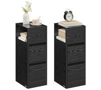 VASAGLE Kailyn Collection - Table de Chevet Étroite, Lot de 2, Table d’Appoint, 2 Tiroirs et Compartiment Ouvert, Montage à Gauche ou à Droite, Chambre, Salon, Noir d'encre LET856B56