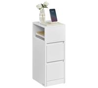VASAGLE Kailyn Collection - Table de Chevet Étroite, Lot de 2, Table d’Appoint, 2 Tiroirs et Compartiment Ouvert, Montage à Gauche ou à Droite, Chambre, Salon, Blanc Nuage LET856W01