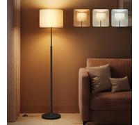 VASAGLE Lampadaire, Lampe sur Pied, Hauteur Réglable de 140 à 170 cm, Style Moderne, Interrupteur à Pied, Abat-Jour en Tissu, Douille E27, Noir d'Encre LFL002BH02