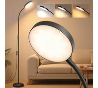 VASAGLE Lampadaire LED sur pied pour salon, lampe de lecture avec 3 températures de couleur et 10 niveaux de luminosité, bras flexible à 360°, 22 x 22 x 170 cm, pour salon, noir mat LFL017BD02