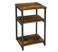 VASAGLE LET273B01 Table d'appoint pour canapé à 3 Niveaux avec Cadre en Acier pour Salon, Chambre à Coucher, Bureau à Domicile, Style Industriel, Marron Rustique et Noir Classique