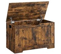 VASAGLE LHS011T01 Coffre de Rangement avec 2 charnières de sécurité Style Rustique 40 x 76 x 48 cm pour Couloir, Chambre à Coucher, Salon Marron Rustique