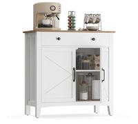 VASAGLE LIRY Collection - Buffet, Meuble de Rangement avec Tiroir, Meuble de Cuisine, avec Portes, Étagère Réglable, Style Campagne, 40 x 80 x 80 cm, Blanc Nuage et Brun Miel BBK341W02