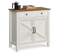 VASAGLE LIRY Collection - Buffet, Meuble de Rangement avec Tiroir, Meuble de Cuisine, avec Portes, Étagère Réglable, Style Campagne, 40 x 80 x 80 cm, Blanc Rustique et Marron Miel BBK341W01