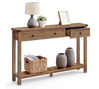VASAGLE LIRY Collection - Table Console, Table d'Entrée avec 3 Tiroirs et Étagère de Rangement, pour Entrée, Salon, Style Campagnard, Marron Miel LNT142KB01