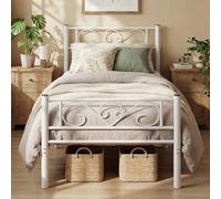 VASAGLE Lit Simple, Lit 1 Personnes, en Métal, Convient pour Matelas de 90 x 190 cm, Montage Facile, pour Petits Espaces, Chambre d’Amis, Chambre Ado, Blanc RMB061W01