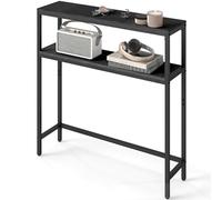 VASAGLE LNT130B22V1 Table Console à 2 étages pour canapé 20 x 80 x 80 cm avec 2 étagères Gris Anthracite et Noir d'encre