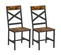 VASAGLE Lot de 2 chaises de Salle à Manger, chaises de Cuisine pour Salle à Manger, Cadre en Acier, Design Ergonomique, Style Industriel, pour Salon, Salle à Manger, Marron Rustique et Noir LDC094B01