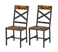 VASAGLE Lot de 2 chaises de Salle à Manger, chaises de Cuisine pour Salle à Manger, Cadre en Acier, Design Ergonomique, Style Industriel, pour Salon, Salle à Manger, Marron Rustique et Noir LDC094B01