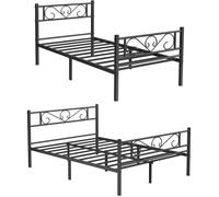 VASAGLE Lot de 2 lits, Lit 90x190cm et Lit 140x190cm , Lit en Métal, Noir