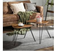 VASAGLE Lot de 2 Tables basses gigognes, style industriel, 60 x 38 x 47,5 cm, 52 x 31,5 x 42,5 cm, Marron Rustique et Noir LNT012B01