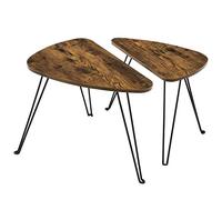 VASAGLE Lot de 2 Tables d’appoint, Tables gigognes, Tables Basses, pour Salon, Salle à Manger, Chambre, Style Industriel, Marron Rustique et Noir LNT012B01