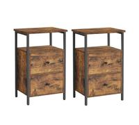 VASAGLE Lot de 2 Tables de chevet avec 2 Tiroirs, Style Industriel, Marron Rustique et Noir
