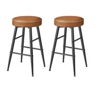 VASAGLE EKHO Collection - Tabouret de Bar, Lot de 4, Chaise de Cuisine, Haut, en PU avec Coutures, Style Moderne Mi-siècle, Hauteur Assise 63 cm, Cuisine, Bar, Montage Facile, Marron Caramel LBC280K01