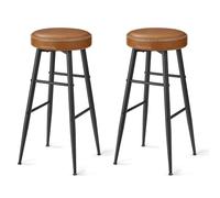 VASAGLE Collection EKHO - Lot de 4 Tabourets de Bar, Chaises de Bar, Chaises de Cuisine, en Similicuir, Hauteur d’Assise 63 cm, pour Cuisine et Salle à Manger, Noir Encre, LBC090K01V1