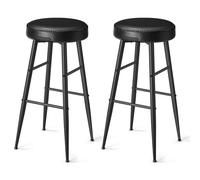 VASAGLE EKHO Collection - Tabouret de Bar, Lot de 4, Chaise de Cuisine, Haut, PU avec Coutures, Style Moderne Mi-siècle, Hauteur Assise 76,2 cm, Cuisine, Bar, Montage Facile, Noir d'encre LBC290B01