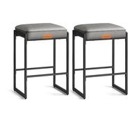 VASAGLE Lot de 2 Tabourets de Bar, Hauteur d'Assise 66 cm, en Similicuir | Tabourets de Comptoir avec Coutures, Cuisine, Bar à la Maison, Salle à Manger, Gris tourterelle, Collection EKHO LBC086G01