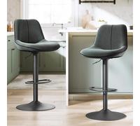 VASAGLE Lot de 2 Tabourets de Bar, Pivotants, Réglables en Hauteur, Dossier Ergonomique, Velours, Base Métallique, Modernes, pour Îlot de Cuisine, Bar, Gris Anthracite LJB188G01