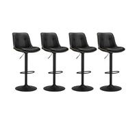 VASAGLE Lot de 4 Tabourets de Bar, Pivotants, Réglables en Hauteur | Chaise pour Îlot Central, Fauteuil de Bar avec Dossier, en Cuir PU, pour Cuisine, Noir d'Encre