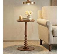 VASAGLE Mariel Collection - Table d’Appoint Ronde, Table à Boissons, Gueridon, pour Petits Espaces, Pied en Bois Massif, Style Mid-Century Modern, pour Salon, Chambre, Marron Châtaigne LET293KX01