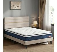 VASAGLE Matelas et Cadre de Lit Ensemble | Lit Double 160 x 200 cm, Tête de Lit Rembourrée, Matelas à Ressorts Ensachés
