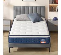 VASAGLE Matelas Simple 90 x 190 x 20 cm, Matelas Hybride à Ressorts Ensachés, Mousse à Mémoire de Forme Gel, Soutien Mi-Ferme sur 7 Zones, Bords Renforcés, Housse Respirante, Bleu RMZ211QZ02