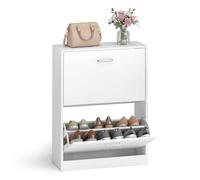 VASAGLE Meuble à Chaussures à 2 Abattants, Placard de Rangement, 2 Niveaux | 2 Compartiments, 8 à 12 Paires, pour Entrée, Salon, Chambre, Marron rustique, Collection CUSTOS LBC02BX