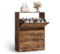 VASAGLE Meuble à Chaussures à 2 Abattants, Placard de Rangement, 2 Niveaux | 2 Compartiments, 8 à 12 Paires, pour Entrée, Salon, Chambre, Marron rustique, Collection CUSTOS LBC02BX