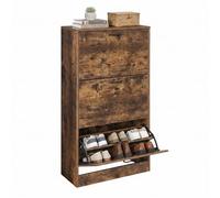 Armoire à chaussures à 3 volets, armoire de rangement en bois à 3 niveaux, idéale pour les entrées étroites, les couloirs, le salon, la chambre à coucher