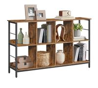 VASAGLE Meuble de Rangement 2 Niveaux, Étagère Rangement, Bibliothèque Style Industriel, 8 Cubes, pour Salon, Bureau, Entrée, Cuisine, 33 x 132,6 x 80 cm, Marron Rustique et Noir LLS128K01