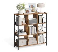 Bibliothèque Style Industriel - VASAGLE - Meuble de Rangement 3 Niveaux - Marron Rustique - 100 x 30 x 103.1 cm