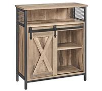 VASAGLE Meuble de Rangement, avec Porte Coulissante, 70 x 30 x 80 cm | Buffet Cuisine, Commode, Étagères Réglables, pour Salon, Marron Rustique et Noir, Collection DAXTON LSC089B50