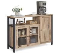 VASAGLE Meuble de Rangement, Buffet, Armoire de Cuisine, Placard, avec 3 Portes, pour Salon, Cuisine, Salle à Manger, 33 x 110 x 75 cm, Style Rustique, Marron Boisé et Noir LSC096B50