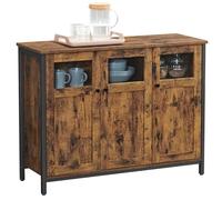 VASAGLE Meuble de Rangement, Buffet, avec Placard 3 Portes, pour Salle à Manger, Salon, Cuisine, entrée, Cadre en Acier, Style Industriel, Marron Rustique et Noir d'encre LSC099B01