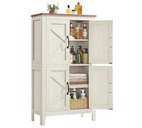 VASAGLE Meuble de Rangement, Buffet Haut avec 4 Portes | Étagères Réglables, Style Ferme, pour Cuisine, Salle de Bain, Blanc Rustique, Collection LIRY BBK773W01
