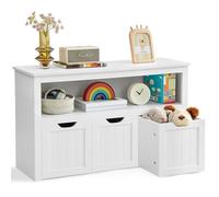 VASAGLE Meuble de Rangement pour Jouets, Étagère pour Enfants, Armoire, Commode, avec 3 Rangements à roulettes, pour Salon, Chambre, Salle de Jeu, 30 x 102 x 60 cm, Blanc Nuage LHS380W01